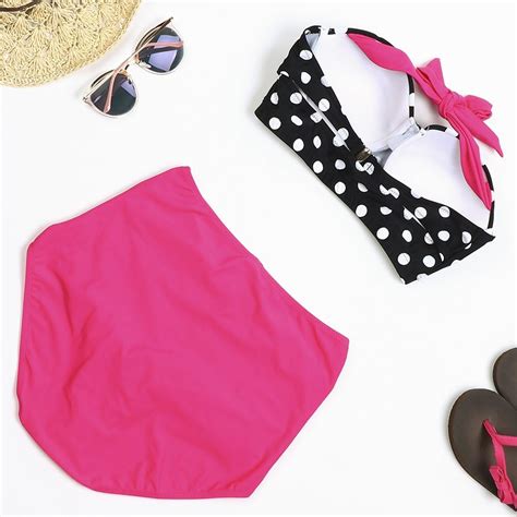FeelinGirl Bikini Set Vintage Stil gepunktetes Höschen mit hoher