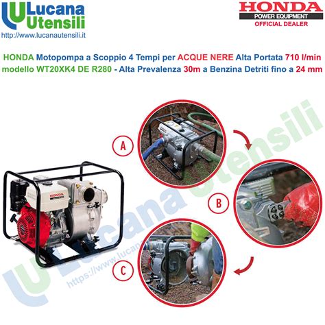 Motopompa Portatile A Scoppio 4 Tempi A Benzina HONDA Acque Nere Ad