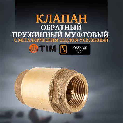 Клапан обратный пружинный муфтовый с металлическим седлом УСИЛЕННЫЙ TIM ...