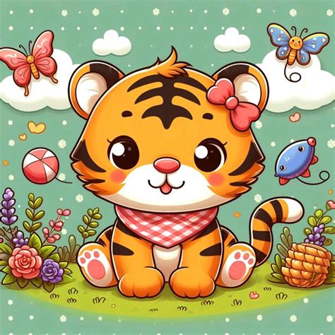 Premium Photo Photo A Cute Baby Tiger Cartoon Character D