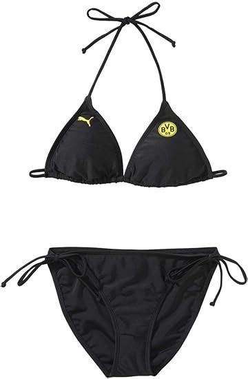 Puma Damen Bikini Bvb Triangle Black Black L Amazon De Bekleidung
