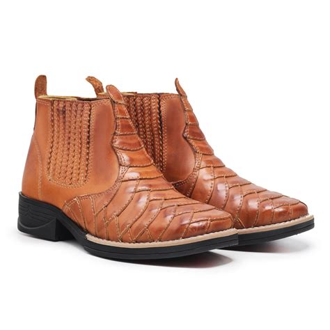 Bota Botina Masculina Escamada Country Texana Couro 0196 SUA ESCOLHA