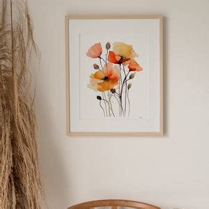 Poppies Painting California Poppy Watercolor Art Print Farmhouse Wall ...