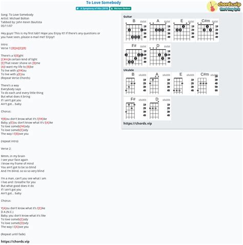 Chord To Love Somebody Tab Song Lyric Sheet Guitar Ukulele