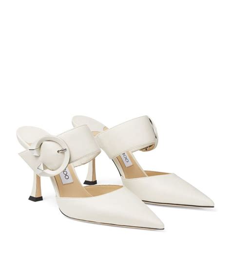 Womens Jimmy Choo White Magie 90 Leather Heeled Mules Harrods UK