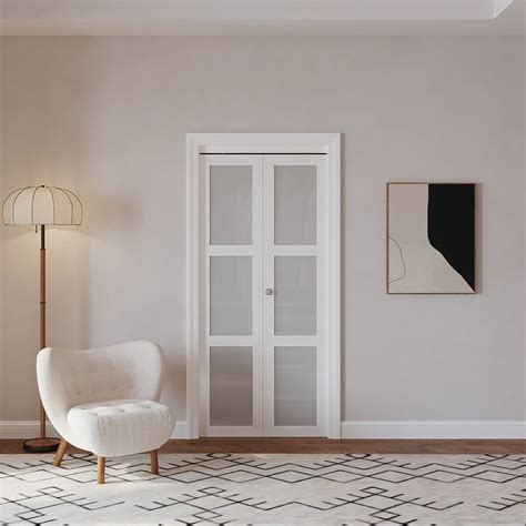 "36""x80"" Frosted Glass Bi-fold Door, Pre-Drilled, Easy Assembly