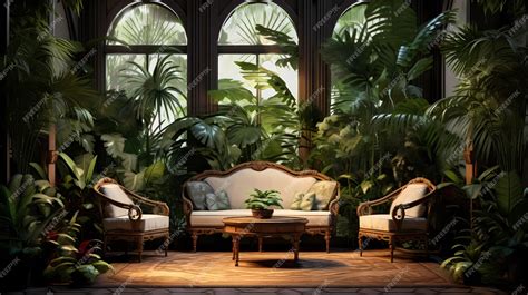 Premium AI Image | Tropical Living Room with Green Plants and Leafy ...