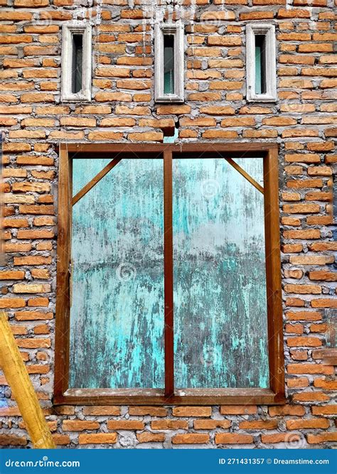 Brick-walled Building with Window Frames Stock Image - Image of home