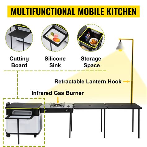 Vevor Outdoor Mobile Kitchen Portable Multifunctional Camp Box With Wheels All In One