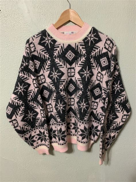 Vintage Vintage Pink Glacial Glyphs Knit Sweater Grailed
