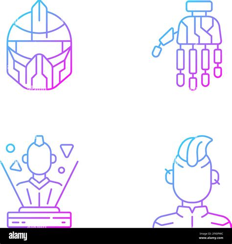 Human Body Cyberpunk Augmentations Gradient Linear Vector Icons Set Stock Vector Image And Art Alamy