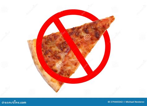 Crossed Out Pizza Prohibition Sign, the Concept of Harm To Unhealthy ...