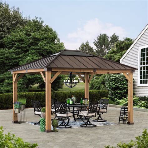 Sunjoy Brown Ft X Ft Patio Cedar Framed Polycarbonate Hip Roof