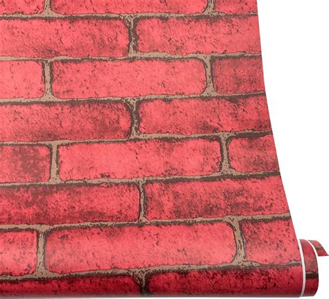 Red Brick Self Adhesive Shelf Drawer Liner Door Sticker Easy To