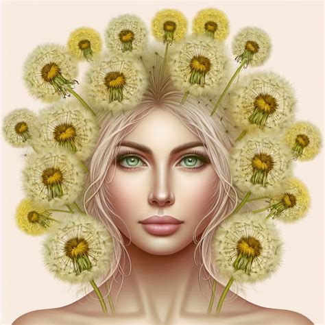 Captivating Blonde Woman With Dandelion Hair Green Eyes AI Art Generator Easy Peasy AI