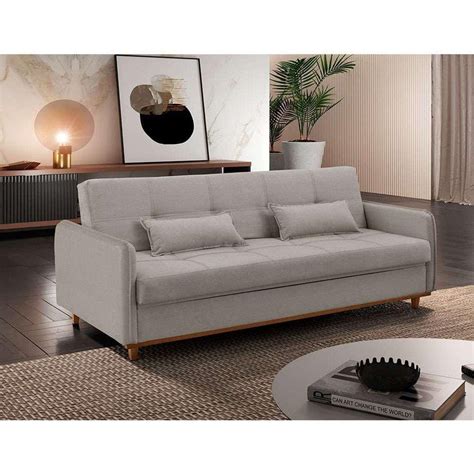 Sofa Cama 3 Lugares Casal - Sofa cama casal 3 lugares ipanema com bau linho bege | Casas Bahia