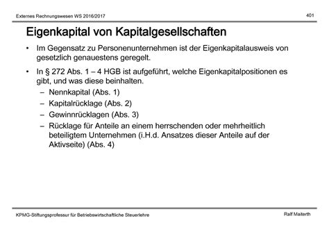 Foliensatz 13 Externes REWE 2016 17 401 Externes Rechnungswesen WS