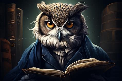 Premium AI Image | Owl reading a book