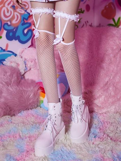 Anime Bow Decor Over The Knee Socks Shein Usa