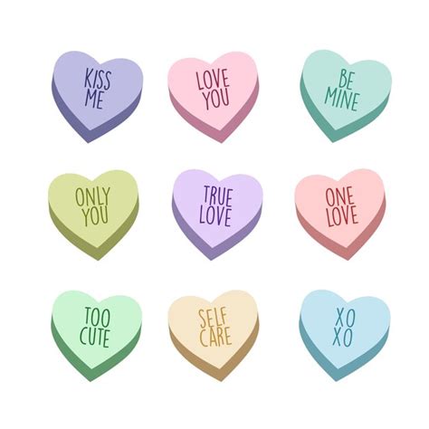 Premium Vector Valentines Candy Hearts Pastel Colors Pack
