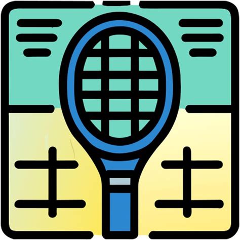 Premium Vector Tennis Racket And Tennis Court Icon Colored Outline