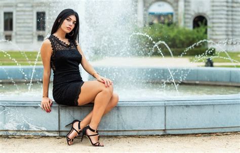 Wallpaper Sexy Dress Brunette Fountain Legs Beauty Martina For Mobile And Desktop Section