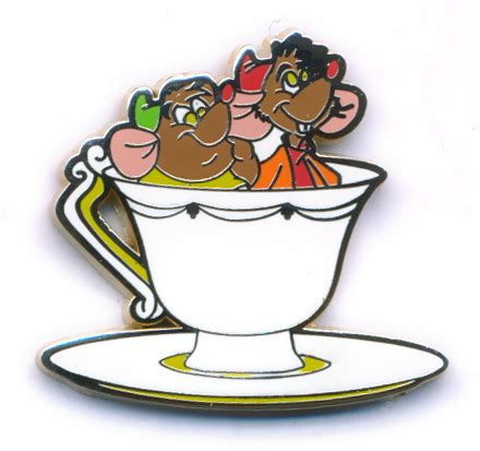 Pin Set Jaq And Gus In A Tea Cup Disney Parks