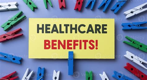 Healthcare Benefits Advertisement with Colorful Clothespins on a Blue