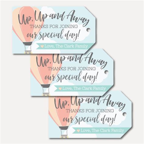 Hot Air Balloon Baby Shower Favor Tags Thank You Favor Tag Etsy