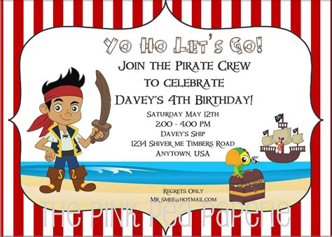 Jake And The Neverland Pirates Birthday Invitations Free Printable