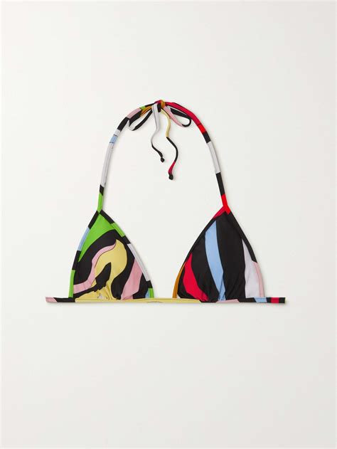 PUCCI Printed Triangle Bikini Top NET A PORTER