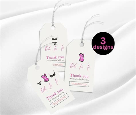 Lingerie Party Favor Tag Lingerie Party Decor Pink And Black Oh La La Watercolor Lingerie Tag