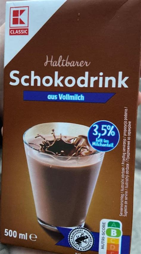 Schokodrink Aus Vollmilch K Classic Kal Rie Kj A Nutri N Hodnoty