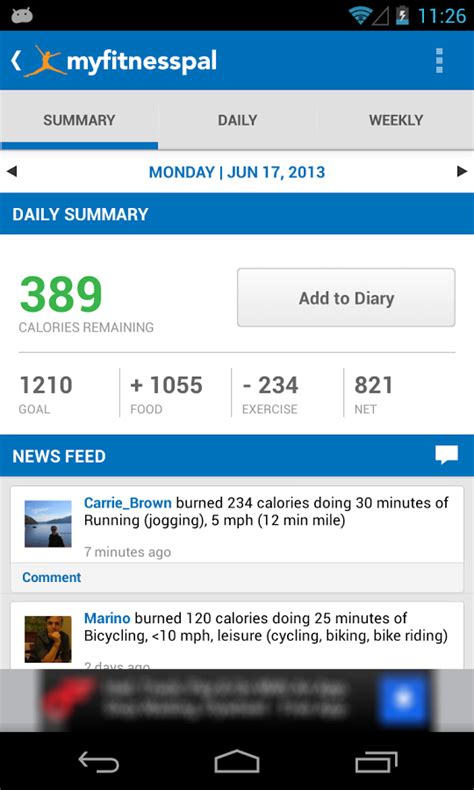 Myfitnesspal Myfitnesspal Calorie Counter Cell Phone App