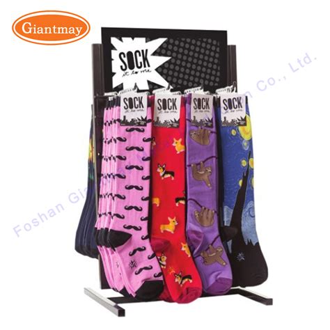 Rotating Floor Standing Retail Store Fixtures Metal Socks Countertop