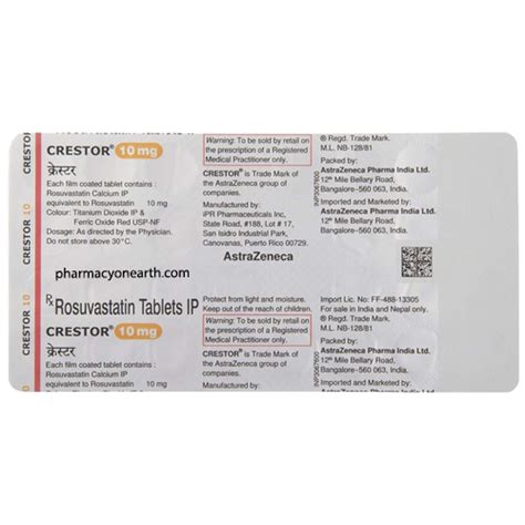 Rosuvastatin 10mg Crestor Tablets Pharmacy On Earth