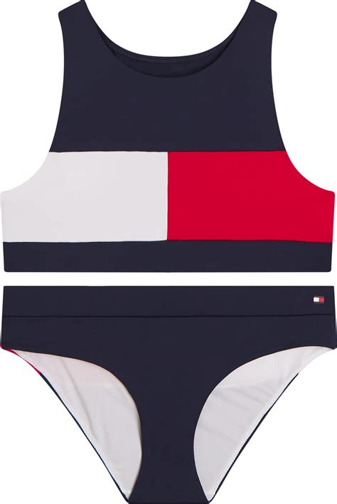 Girls Colour Blocked Crop Top Bikini Set Swimwear Tommy Hilfiger