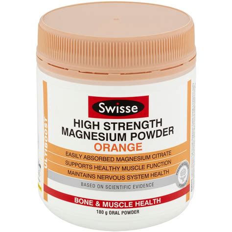 Swisse High Strength Magnesium Powder Orange 180g | Woolworths