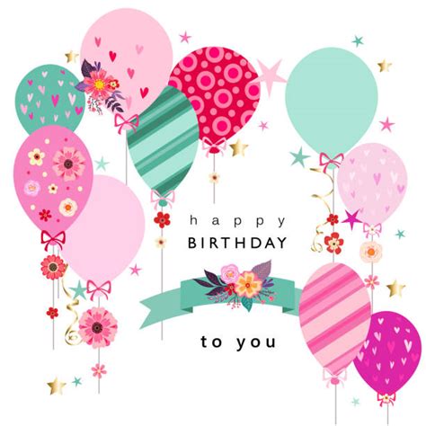 happy birthday balloons  flowers stock  pictures royalty