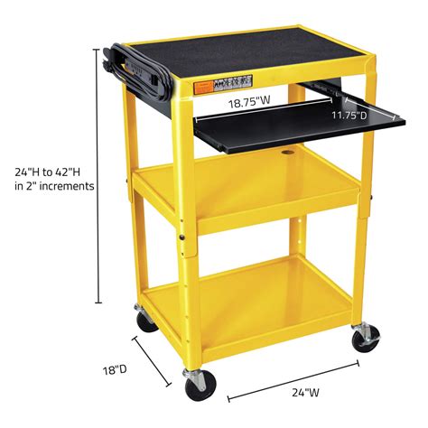 Luxor Workspaces Rolling Adj Steel Cart Keyboard Tray Black Avj42kb