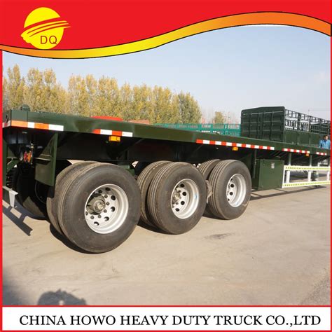 3 Axle 20FT 40FT 60t Flatbed Container Cargo Semi Trailer China