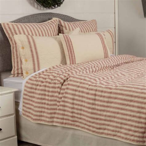 Market Place Red Ticking Stripe Quilt Ticking Stripe Bedding