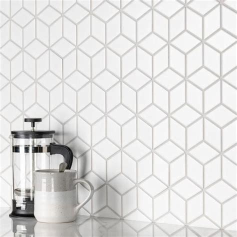 Merola Tile Metro Rhombus Matte White 10 12 In X 12 18 In Porcelain