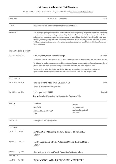 Sai-Sandeep-Yalamarthi-Civil-Structural Resume - Sai Sandeep Yalamarthi, Civil Structural 18 ...