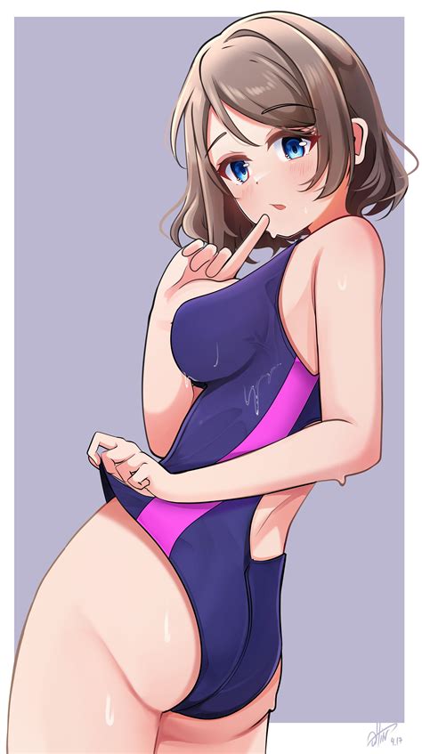 Whin Watanabe You Love Live Love Live Sunshine Absurdres Highres Girl Ass Blue Eyes