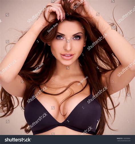Beautiful Sexy Brunette Black Bikini Stock Photo 128330660 Shutterstock