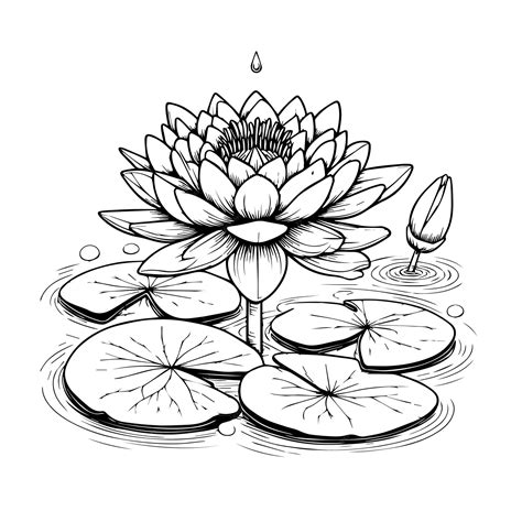 Premium Vector Water Lily Drawing Top View Water Lily Vector Art