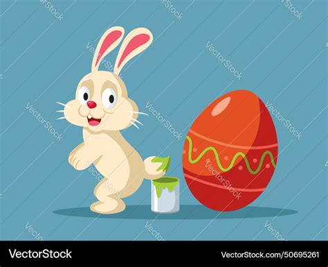 Easter Bunny Painting An Egg With Its Tail Vector Image