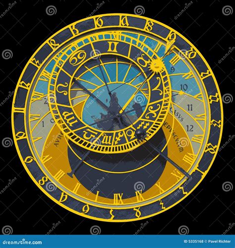 Prague Astronomical Clock stock vector. Illustration of astronomical
