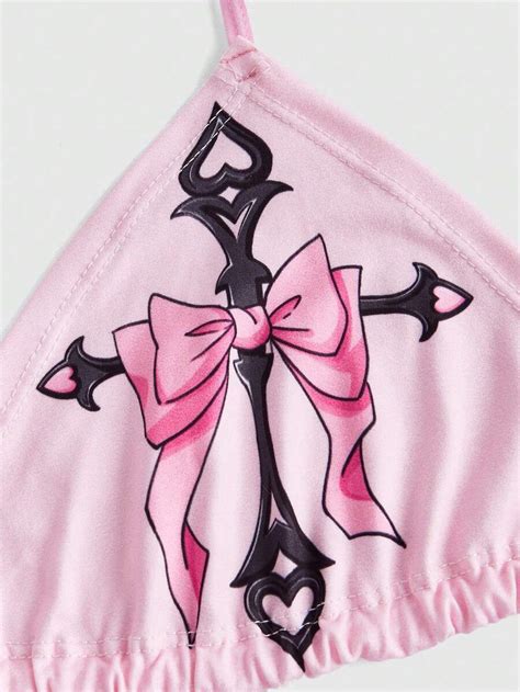 ROMWE Kawaii Bow Graphic Lingerie Set SHEIN USA